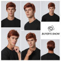 ALAN EATON Short Copper Red Wigs for Men Synthetic Fluffy Natural Wig Heat Resistant Halloween Cosplay Wig Auburn Pixie Cut Wig. 