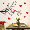 Red Heart Birds Tree Branch Wall decoration stickers room wallpaper bedroom nursery kids room Home decoration Wall Stickers. 
