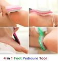 4 In 1 Foot Pedicure Brush, (4i1b) Pumice Stone, Scrubber & File for Soft Care Multi Use Manicure Paddle Brush Kit Tool, Cleanse and Buff, for Feet, Toes, Nails Cleaning, Bath Brush (Multicolor) 4 IN 1 BRUSH. 