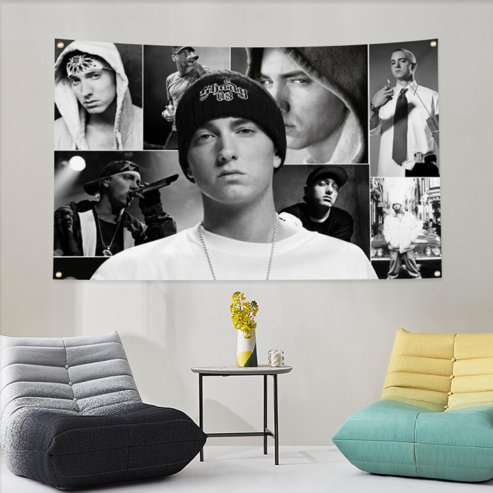 Eminem Tapestry Room Deco Hip Hop Flag to Hang Rapper Flags for Bedrooms Wallart Home Decoration Flag Outdoor Decor Garden