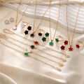 1Set Exquisite Fashion Five Leaf Grass Necklace Earrings Bracelet Ring For Women Girls Simple Elegant Daily Accessories Gifts. 