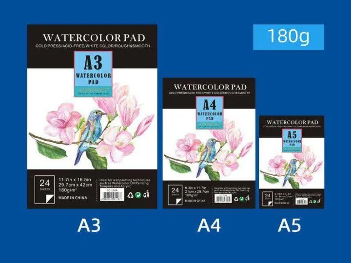 24-page%20Watercolor%20Pad%20Sketchbook%20Paper%20A3/A4/A5%20glue%20bound%20180g/200g%20texture%20cotton%20pulp%20paper%20art%20supplies%20for%20Drawing%20Painting%20Color%20Pencil%20Book%20-%20Image%208