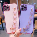 For iPhone 12 Pro Max Back Cover + Love Heart Bracelet Luxury Glossy Shiny Plating Bumper Ladies Case Soft Silicone Protective Phone Cases. 