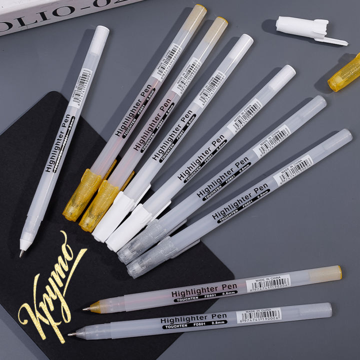 1/3PCS Silver Gold White Gel Pen set Highlight Paint White Marker Pen 0.8mm Fine Tip Refill Rod for Student Drawing Art Writing Supplies