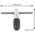 9Pcs Adjustable T-Handle Ratchet Tap Holder Wrench Tool Set with M3-M6 Screw Thread Metric Plug Tap and 2.5-5.0mm Twist Drill Bit. 