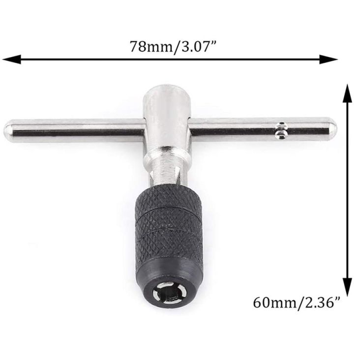 9Pcs%20Adjustable%20T-Handle%20Ratchet%20Tap%20Holder%20Wrench%20Tool%20Set%20with%20M3-M6%20Screw%20Thread%20Metric%20Plug%20Tap%20and%202.5-5.0mm%20Twist%20Drill%20Bit%20-%20Image%204