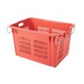 Food Grade Jumbo Plastic Crate (Meshed) And Metal Handle with 116 LTR Storage Capacity and 60 Kg Loading Capacity For Agricultural and Domestic Usage - Size  700 (L) X 490 (B) X 420 (H). 