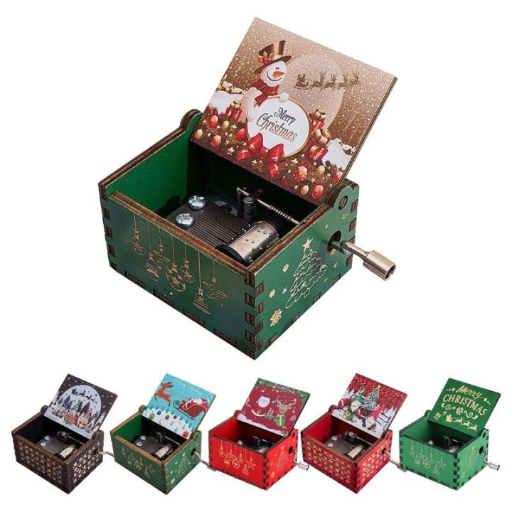 Hot Wooden Hand Crank Music Box Anime Theme Halloween Merry Decoration ...