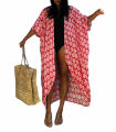 Kidlove Women's Swimsuit Cover Ups Summer Half Sleeve Tie Dye Printed Cardigan Casual Oversized Open Front Long Kimono. 