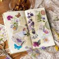 Mr. Paper 100Pcs/Bag Aesthetic Flower Stickers Literature Vintage Botanical Hand Account Material Decorative Stationery Stickers. 