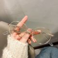 Fashion Round Metal Frame Anti-Blue Light Glasses Women Girls Vintage Computer Gaming Eye Protection Plain Spectacles. 