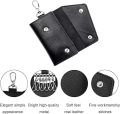 Leather Keychain Holder Soft Leather Key Fob Case Cover with 6 Hooks Keyring Wallet Snap Closure Small Change Pouch Card Case Key Storage Pocket Organizer, Multicolor, Medium. 