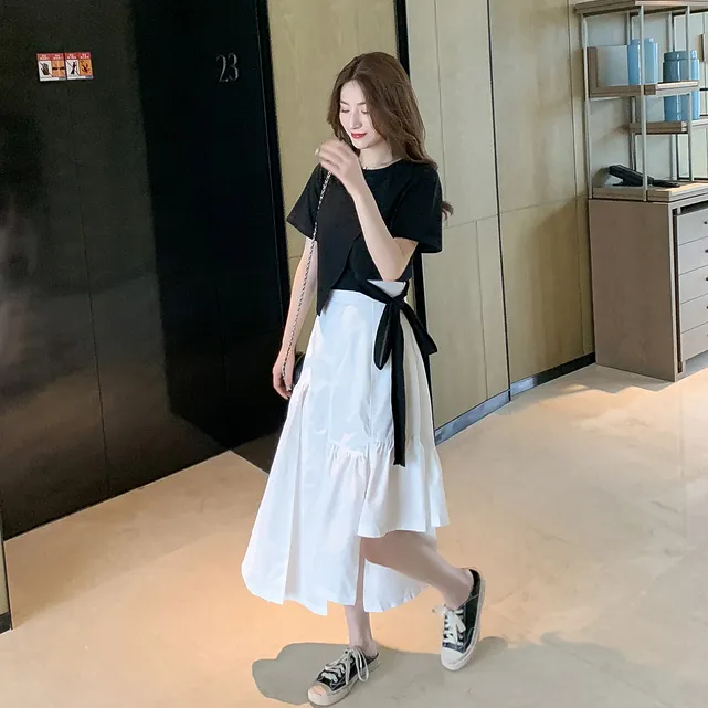 Hepburn%20Style%20Young%20Suit%20Women's%20Short%20Summer%20Design%20Blouse%20Irregular%20Skirt%20Western%20Style%20Two-Piece%20Suit%20-%20Image%204