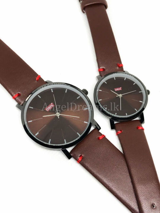 Orix%20Couple%20Watch%20-Dark%20Brown%20Fashionable-%20Stainless%20Steel%20Bezel%20Buckle%20-%20Image%203