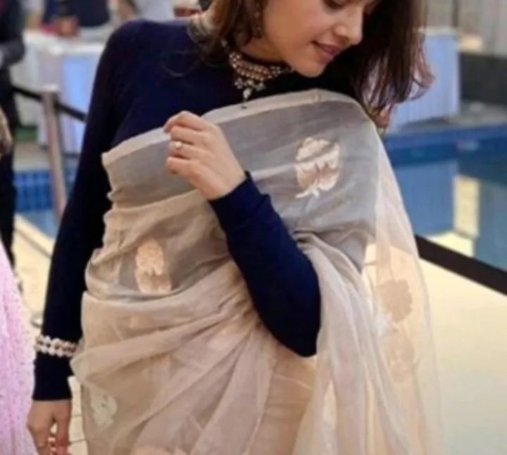 Cuelo%20Navy%20Blue%20Long%20Sleeve%20Mock%20Neck%20Ribbed%20Saree%20Jacket%20For%20Women%20-%20Image%203