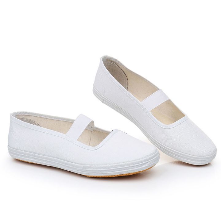 Canvas Shoes White Morning Exercise Universal Women's Shoes Cloth Shoes White Shoes Dancing Shoes Nurse Shoes Performance Student Men's and Women's Gymnastics