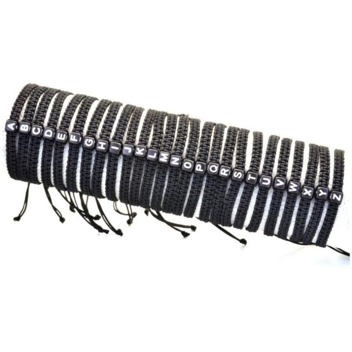 Braided Initial bracelets Handcrafted acrylic A-Z alphabet charms Handwoven bracelet Capital letter charms Adjustable Woven