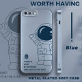 Hontinga for iPhone 7 Plus / 8 Plus Back Cover Frosted Plating Cute Astronaut Spaceship Covers Thin Soft Silicone Mobile Phone Case. 