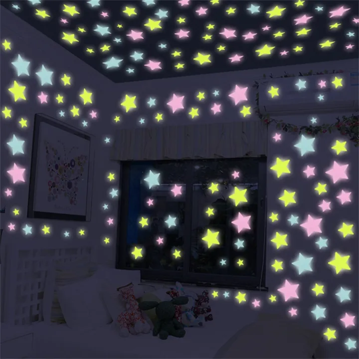 50Pc%20Glow%20in%20The%20Dark%203D%20Stars%20Wall%20Stickers%20Luminous%20Fluorescent%20Plastic%20Wall%20Stickers%20Murals%20Decals%20for%20Art%20Bedroom%20Room%20Decor%20-%20Image%202