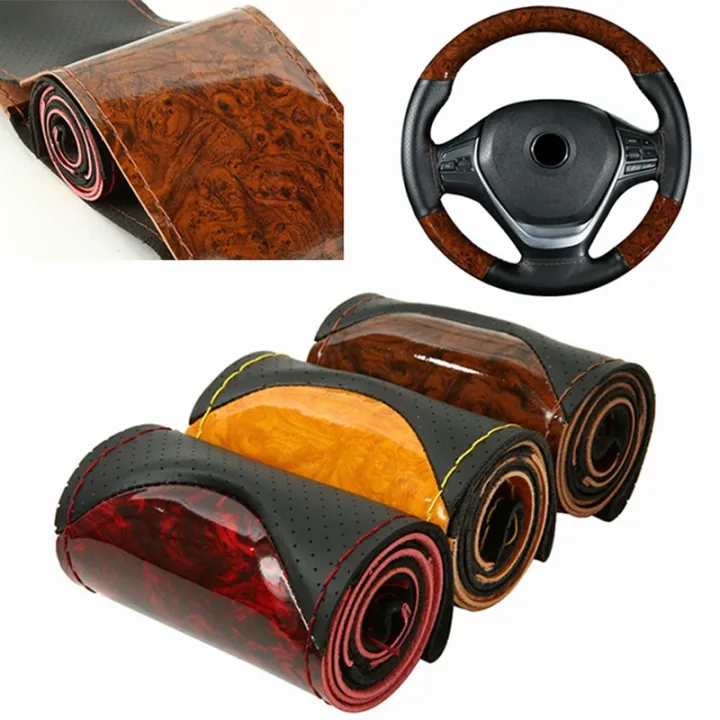 Wheel%20Cover%20Uni-versal%20Braided%2038Cm%20Wood%20Grain%20Steering%20Cover%20Sports%20Steering%20Leather%20Automotive%20Hub%20Wheel%20Case%20-%20Image%204