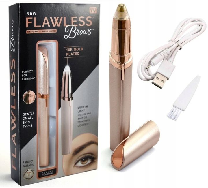 Flawless Women's Portable Safe Rechargeable Painless Eyebrow Trimmer Facial Hair Remover