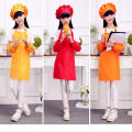 Children art Kitchen Aprons Waists 9 Colors Kids Aprons with Sleeve Chef Hats for Painting Cooking Baking 4 pcs/set. 