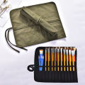 Multifunctional Roll Up Canvas Paint Brush Storage Case High-grade Watercolor Oil Acyrlic Pencil Bag Stationery Tool Storage Bag. 