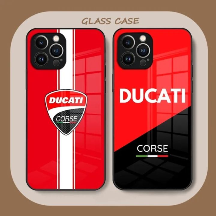 Motorcycle Ducati Logo Phone Case Tempered Glass For IPhone 12 14 13 11 Pro XS Max Plus Mini X XR 8 7 6s SE2020 Coque