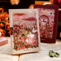 Blank Page Notebook Beautiful A7 Size Rose Manor Diary Portable Sweet Pink Notepad for Student Diary Writing Portable Use. 