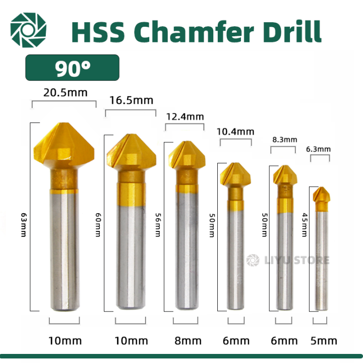 Hss Chamfer Chamfering Cutter End Mill Tool Countersink Drill Bit Set ...