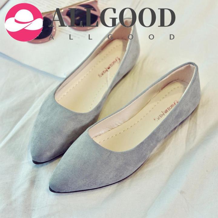 【ALLGOOD】Women Flats Pointed Toe Slip on Flat Shoes Woman Ballet Flats Faux Suede Shallow Shoes Ladies Loafers zapatos mujer A7477
