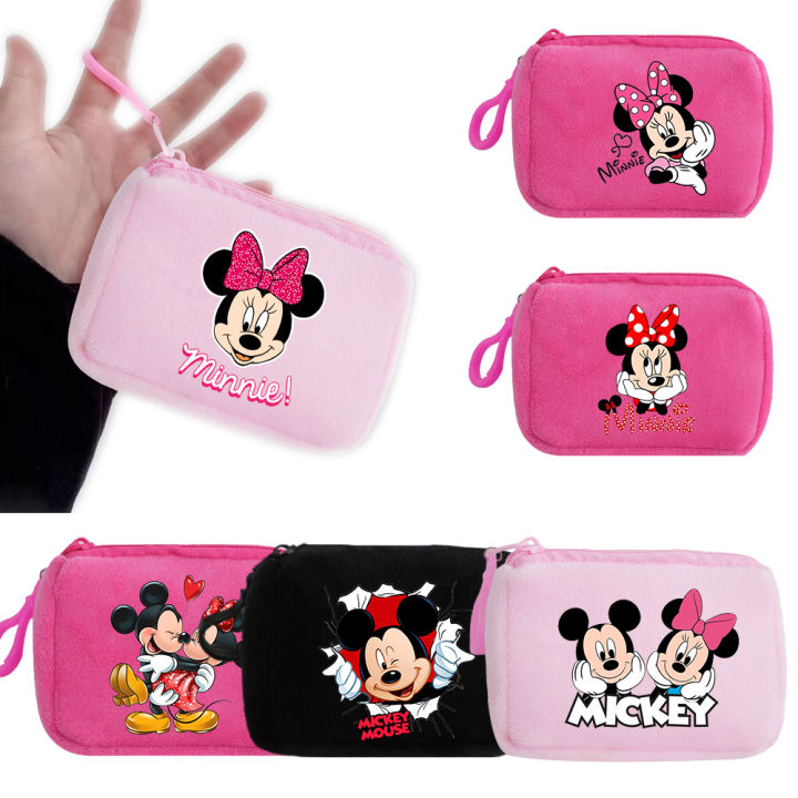 Mickey Minnie Mouse Coin Purse Mini Coin Key Bag Money Pocket Plush Wallet Kid Cartoon Moneybag Kawaii Birthday Gift Storage Bag