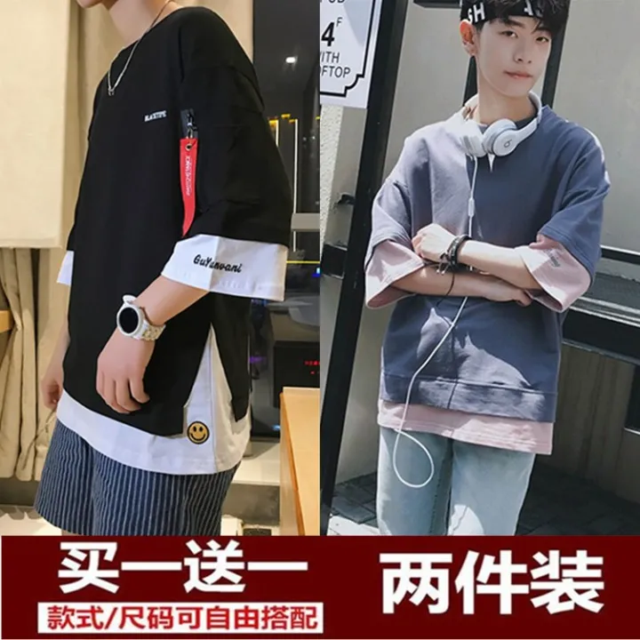 Hong%20Kong%20Style%20Men's%20Short%20SleeveTSummer%20Korean%20Style%20Student%20T-shirt%20Boys7Men's%20Hip%20Hop%20Half%20Sleeve%20Top%20-%20Image%209