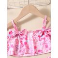 Western Style Split New Bikini Primary School Student Swimsuit 2024 Cute Summer Quick-Drying Medium and Large Children Girls Baby. 
