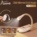 Auoyo Desk Lamp Book Clip Lamp Mini Book Light Mini Clip on Desk Lamp Flexible Reading Lamp Portable Eye Protect Light Rechargeable USB Desk Lamp LED Study Reading Working Light with 3 Light Colors. 