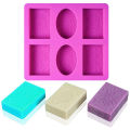 Silicone Soap Mold for Soap Making 3D 6 Forms Oval Rectangle Soap Mould Handmade Craft Flowers Bathroom Kitchen Soap Mold. 