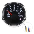 Oil Pressure Gauge 52MM/2in IP67 0-5BAR 0-73PSI Meter with Smart Alarm for Cars/Yachts/Boats. 