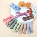【NEW】 Food Grade Silicone Baby Spoon Fork Set Sticky Spoon Children Cutlery Training Spoon Feeding Tableware Soft Kitchen Accessories. 