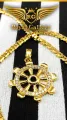 Gold Plated Cuban Chain with White Stone Dharmachakra Pendant. 
