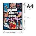 A4 Size (21 x 29.7 cm) Framed wall posters GTA 3 Gta vice city Gta 5 Gta 6 Grand Theft Auto game series wall posters wall decorations for any room. 