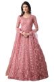 Nir Fashion Women Net Semi-Stitched Lehenga Choli (Anarkali-White_L-Gs_Pink_2Xl)(FROM INDIA)NUZ. 