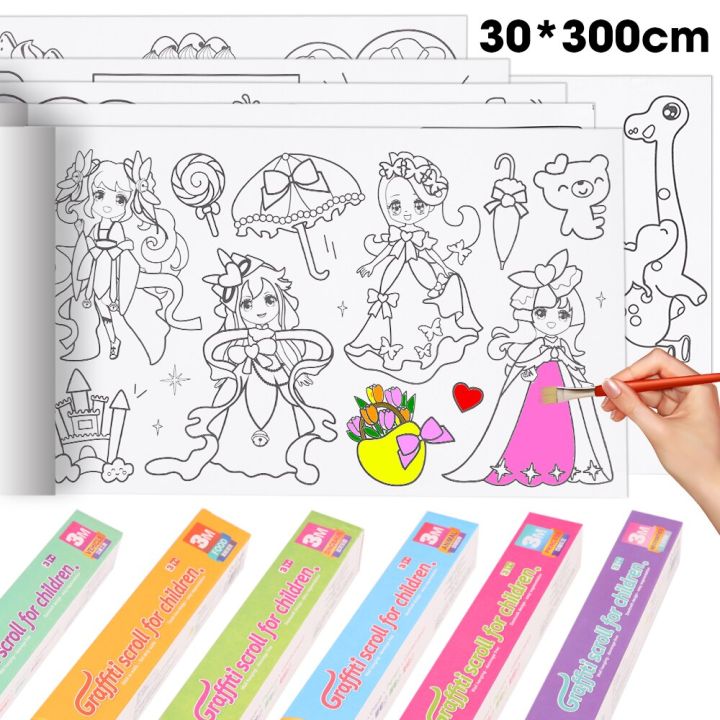 Believesinkinte Children Coloring Drawing Roll Paper Graffiti Scroll DIY Handmade Paper-cut Wall Stickers Paper Early Educational Painting Toys