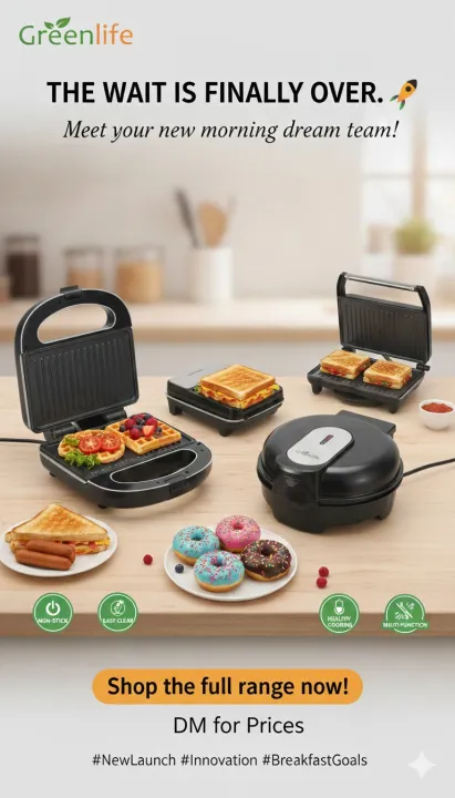 Greenlife%207%20in%201%20Sandwich%20Maker%20Quick%20and%20easy%20Stainless%20steel%20panel%20Non-Stick%20changeable%20plates%20Pre%20heat%20Multi%20function%20low%20fat%20-%20Image%202