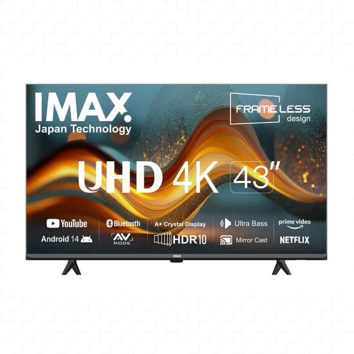 IMAX 43 inch 4K UHD HDR Smart Android 14 Bluetooth LED Frameless TV + 3 Years company warranty
