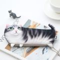 2018 NEW Kawaii Novelty Simulation Cartoon 3D Cat Pencil Case Soft Cloth School Stationery Pen Bag Gift For Girl Boy Student. 