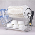Dish Rack Cup Plate Drainer Strainer Stainless Steel Kitchen Drainer with Glass Holder - Silver Large Dish Drying Rack Cup Drainer 2-Tier Strainer Holder Tray Stainless Steel Kitchen Accessories. 