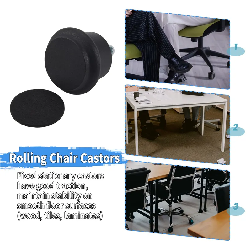 5Pcs Bell Glides Replacement Office Chair or Stool Swivel Caster