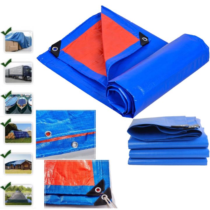 Blue Tarp, Tarps Heavy Duty  Waterproof Plastic Poly 16 Mil Thick Tarpaulin with Metal Grommets –Emergency Rain Shelter, Outdoor Cover, and Camping Use