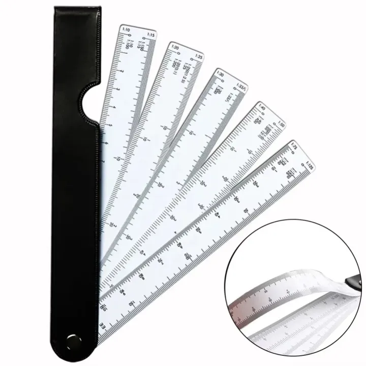 Every Shape Size Ruler Interior Design 5 Blades Fan Shape Scale Ruler Drawing Tools Multiscale ...