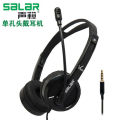 Salar /Soundwave V38V computer headphone with microphone, single hole laptop stereo headset. 